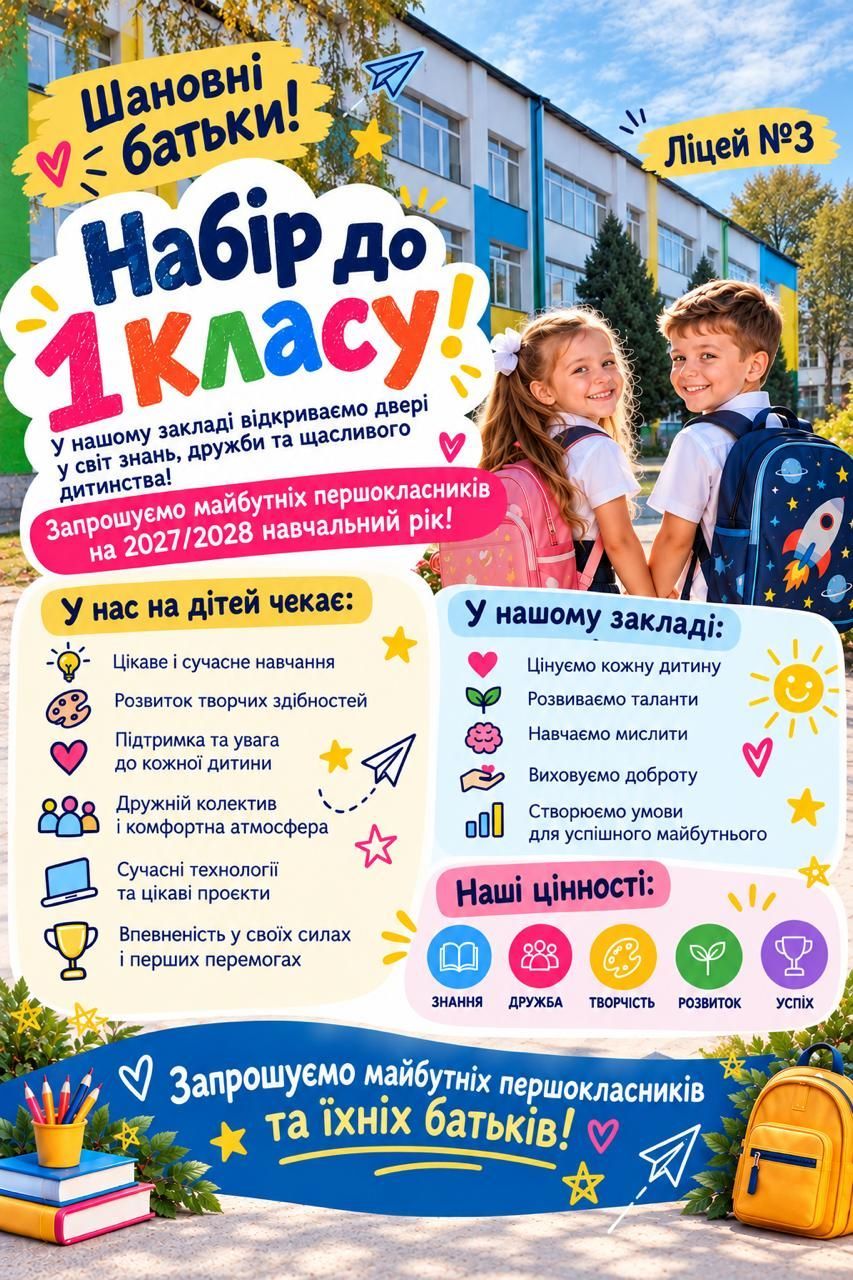 Запрошуємо майбутніх першокласників!